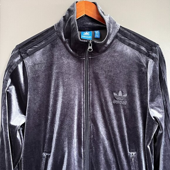 Adidas Originals Firebird Track Jacket Wms M Luxe Velvet Velour Ink Blue Trefoil - Picture 5 of 17